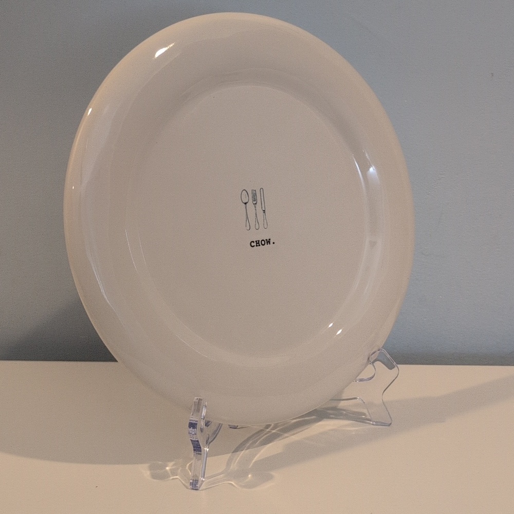 Rae Dunn "CHOW" Icon Ceramic Off White Dinner Plate 2018 Collection - Picture 4 of 10